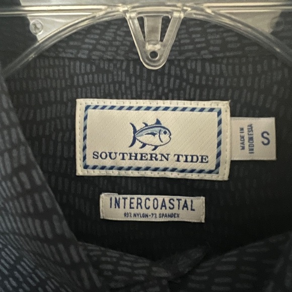 Southern Tide Men’s Intercoastal Long Sleeve Dark Navy Blue Patterned Shirt - Picture 4 of 5